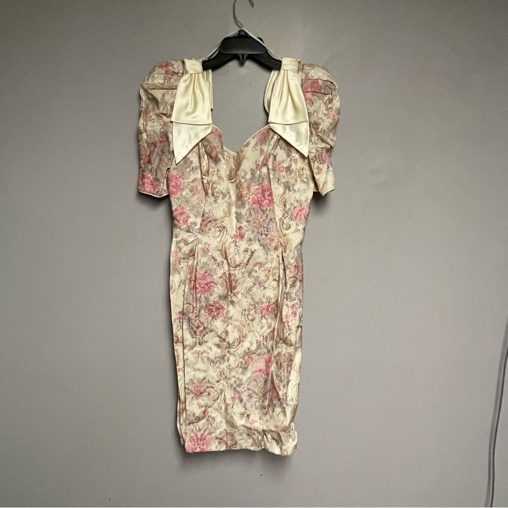 Midnight Glo vintage 80s dress size 12 Prom floral satin